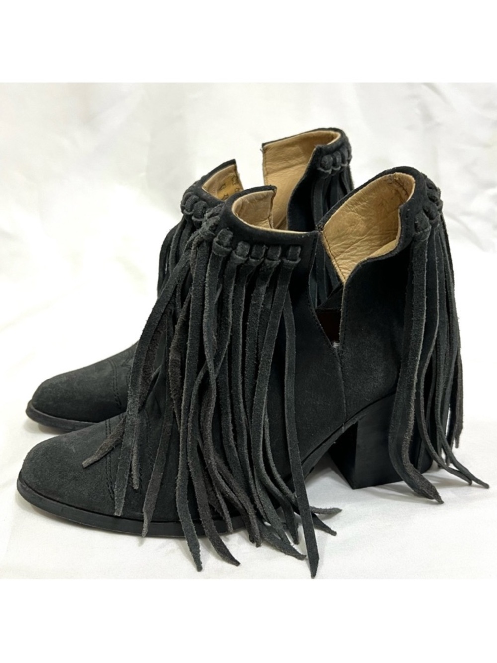 LF Sole Child Charcoal Gray Suede Fringe Ankle Boots Size 6.5